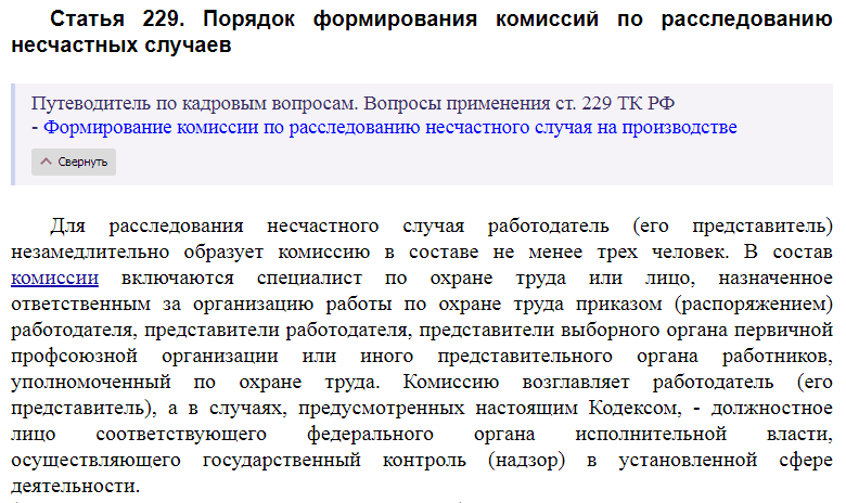 Статья 229 ТК РФ