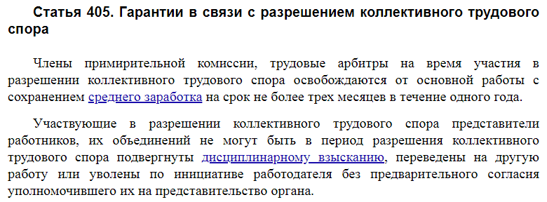 Статья 405 ТК РФ